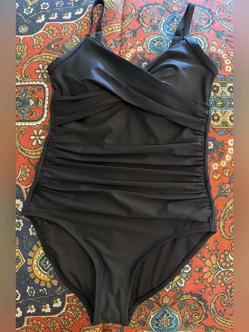 DKNY Black Wrap-Front One-Piece Swimsuit size M